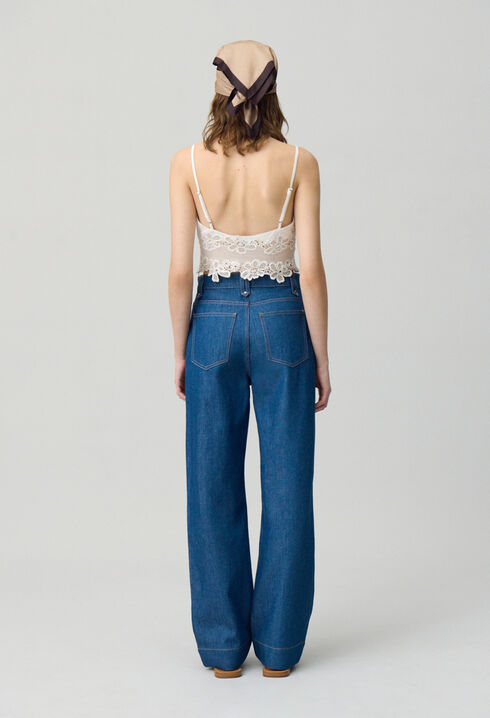 Embroidered Fine Strap Top