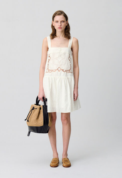 Short Dress with Embroidered Bodice
