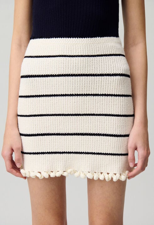 Striped fine knit skirt
