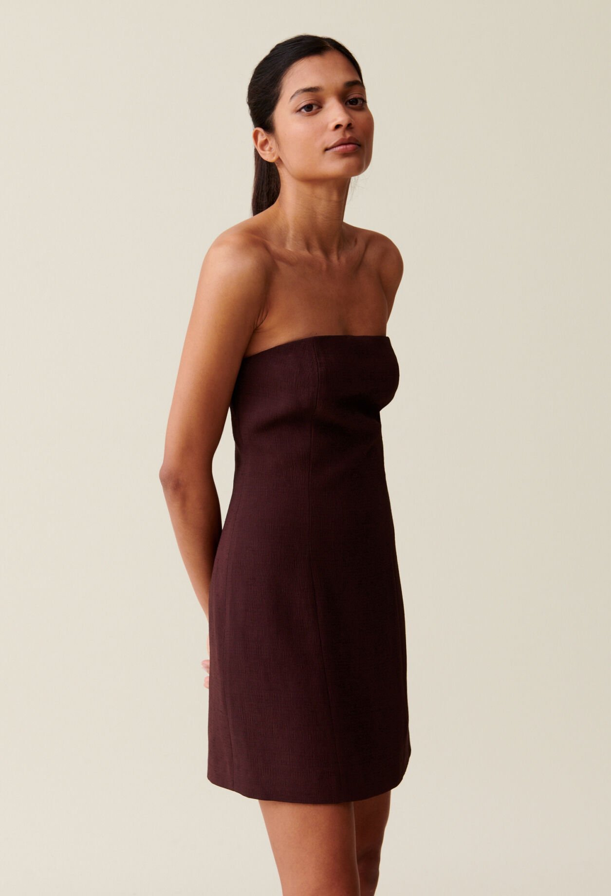 Cappucino strapless short dress
