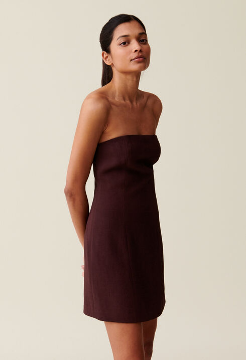 Cappucino strapless short dress