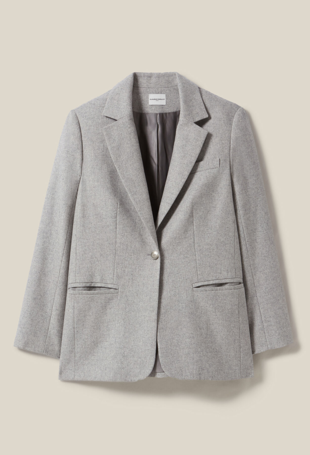 Grey wool-blend tailored jacket