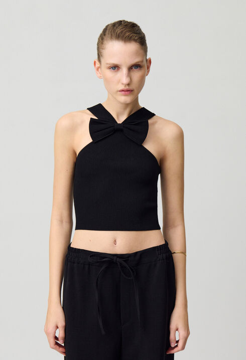 Fine knit bow top