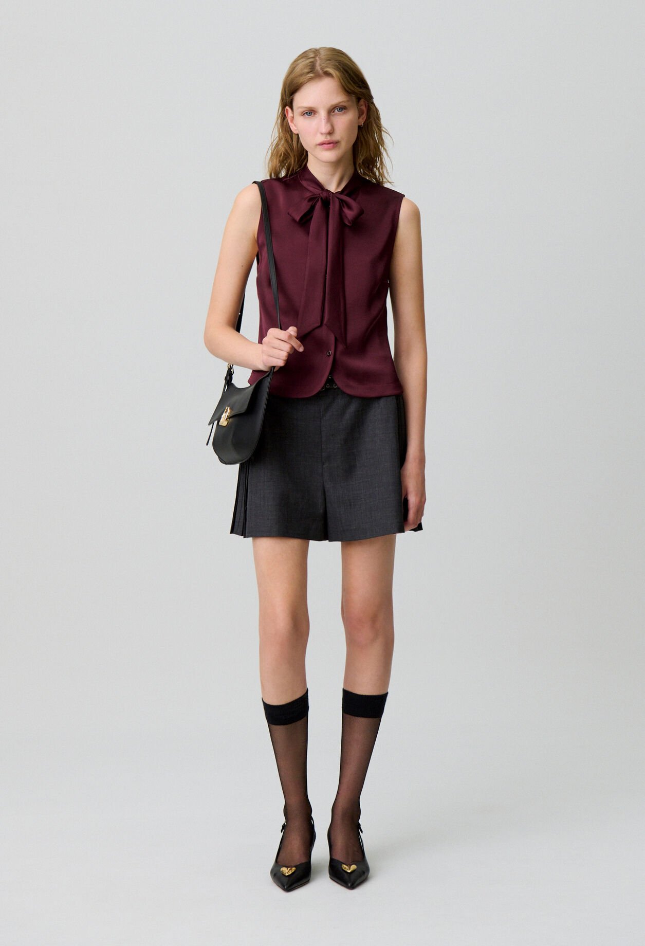 Sleeveless satin blouse