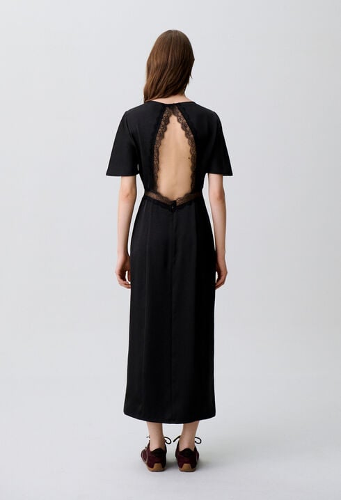 Satin lace open-back dress