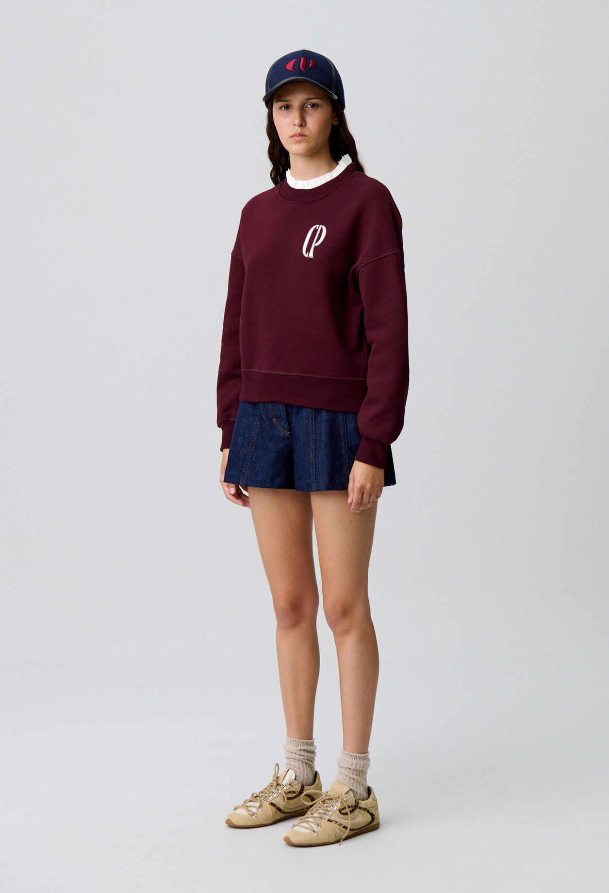 Victorian collar cotton sweatshirt
