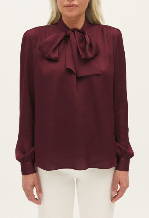 Burgundy pussy bow blouse