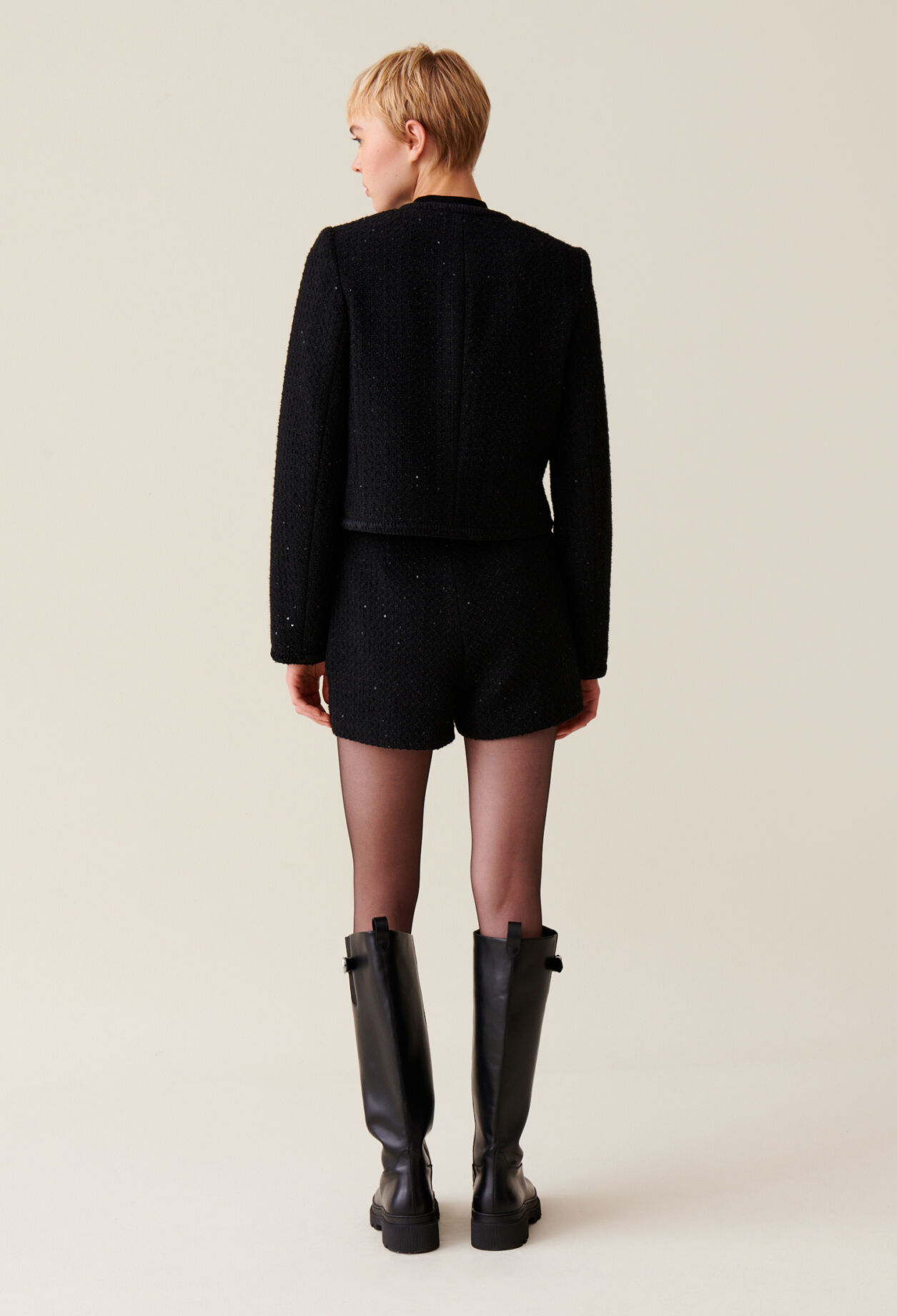 Black straight tweed jacket