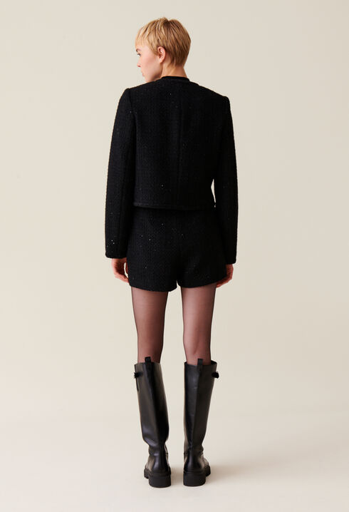 Black straight tweed jacket