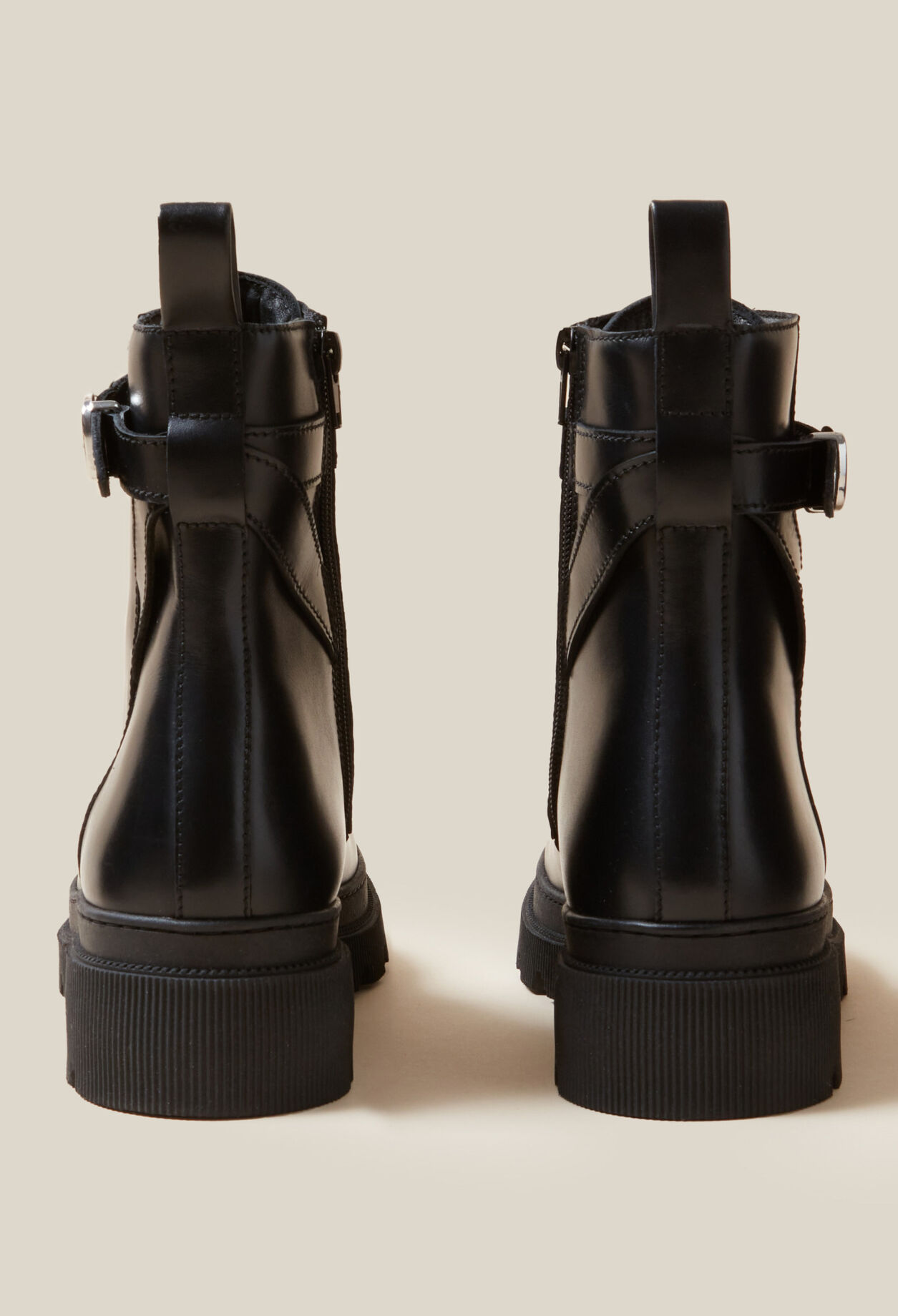 Leather combat boots