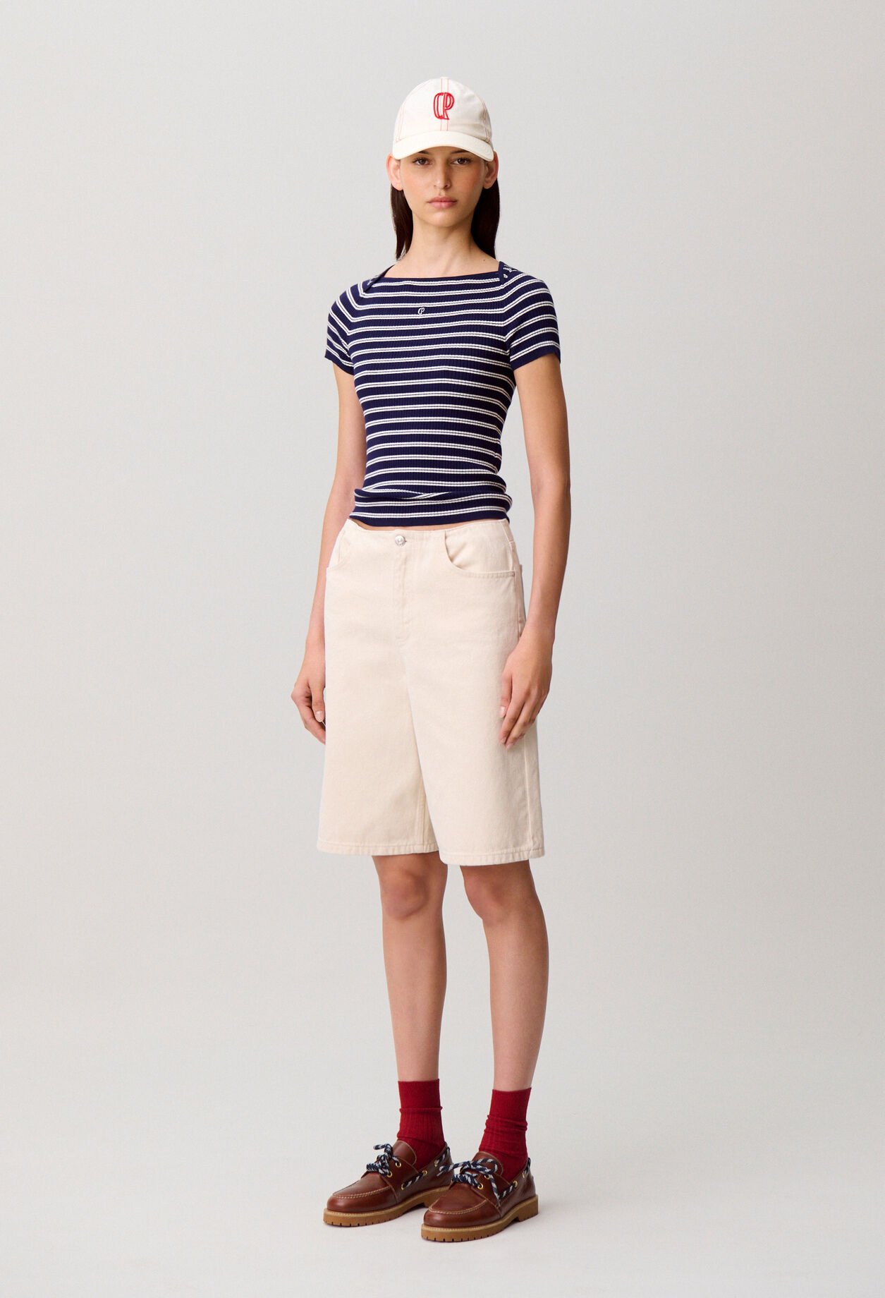 Ecru denim Bermuda shorts