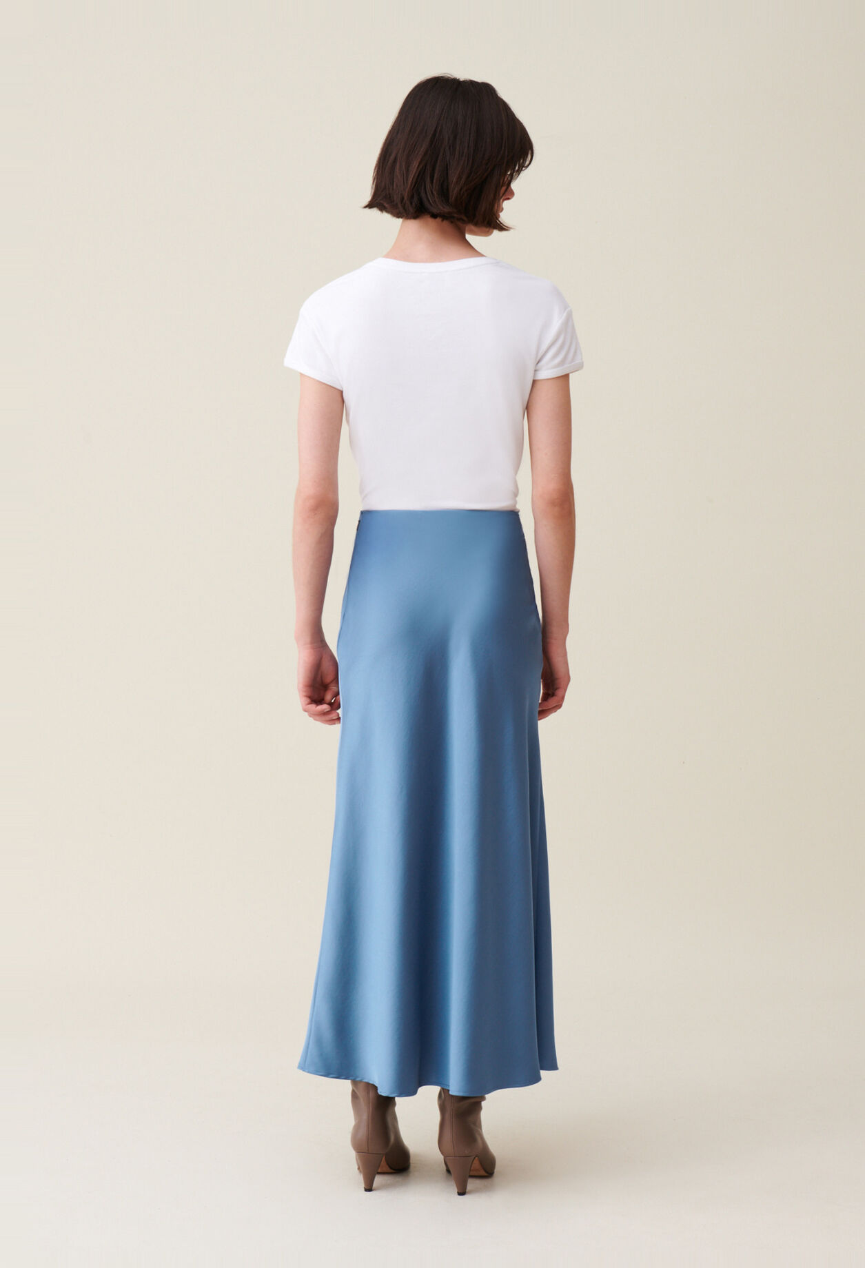 Flowing Satin Midi Skirt
