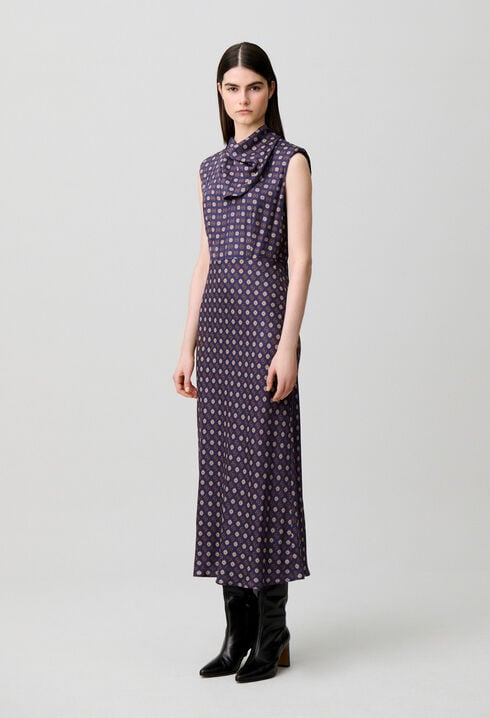 Flowy scarf neck dress