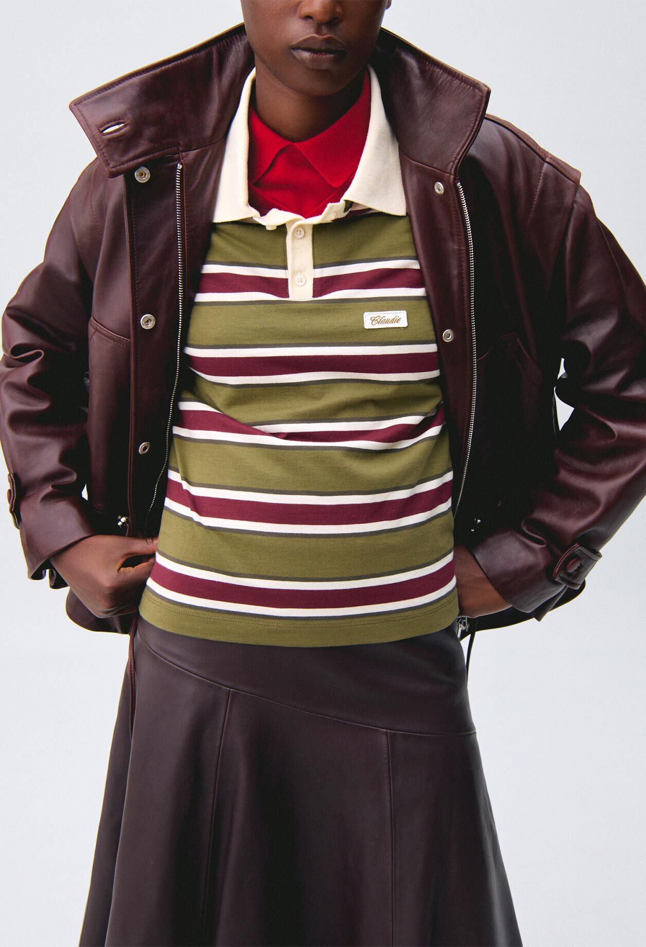 Wide-cut leather jacket