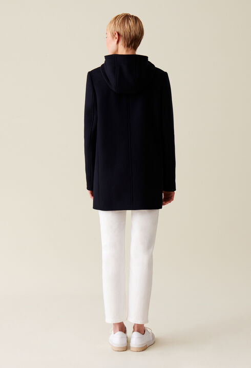 Black hooded coat