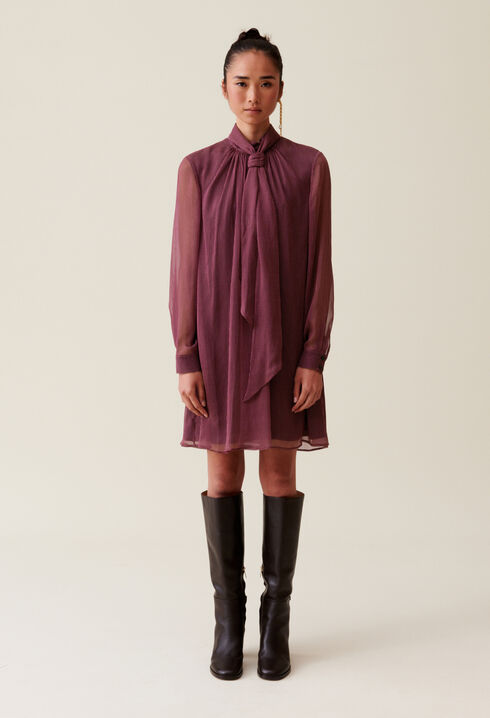 Flowy Dress with Tie Neck