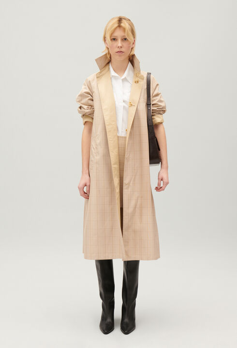 Beige reversible mid-length coat