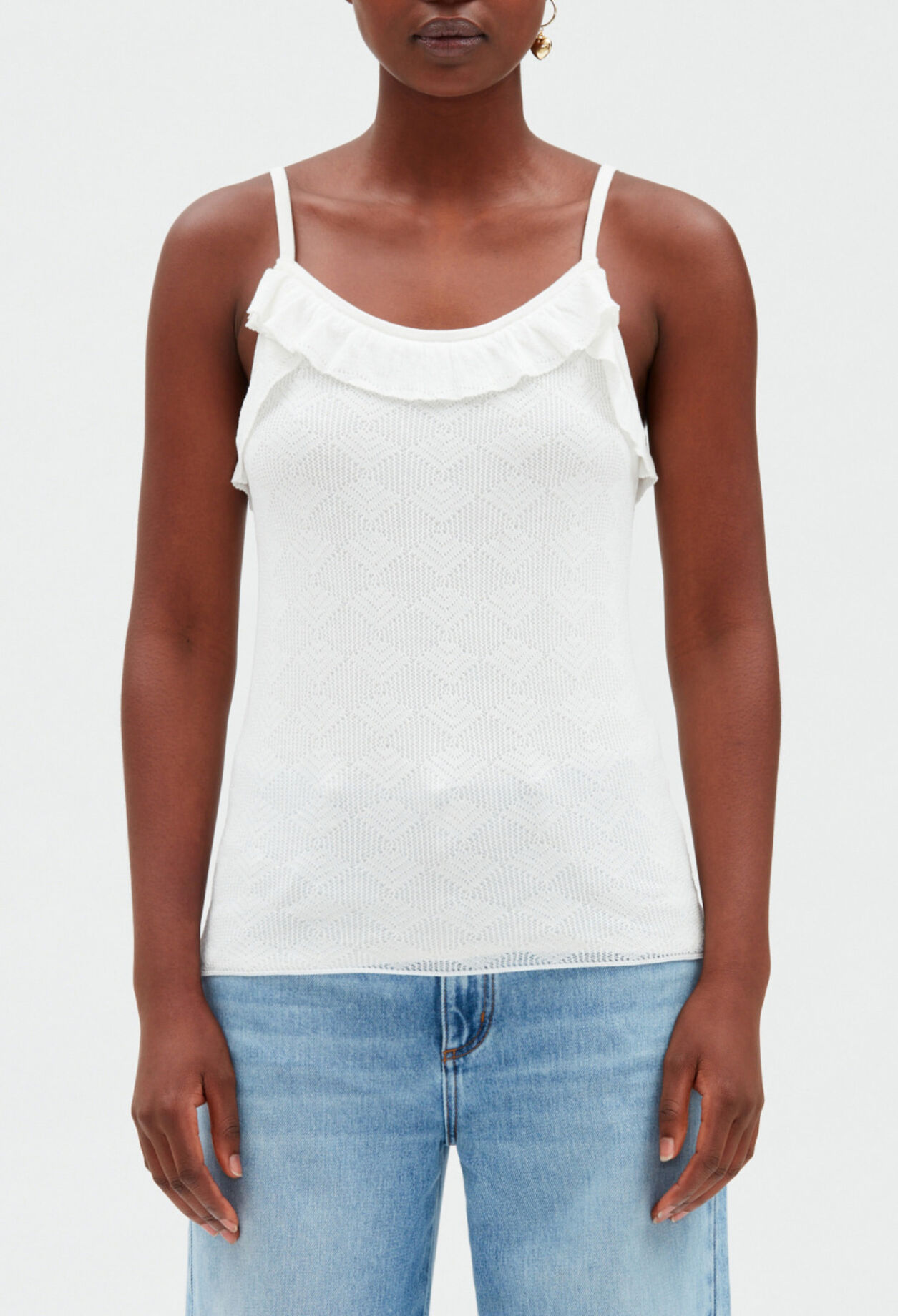 Off-white ruffled knitted vest top