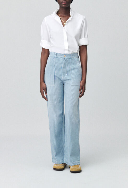 Wide-leg Faded Jeans