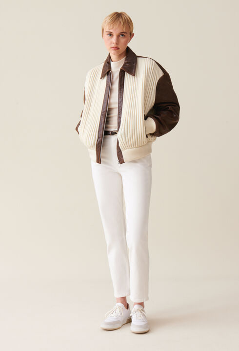Brown two-tone bomber jacket