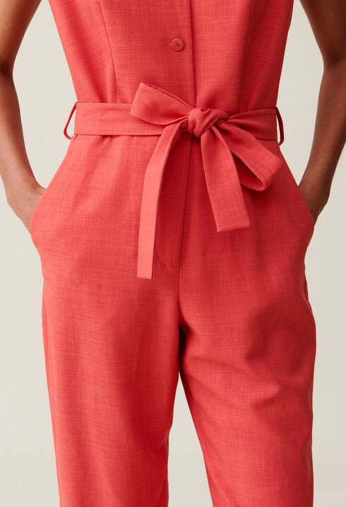 Belted terracotta jumpsuit
