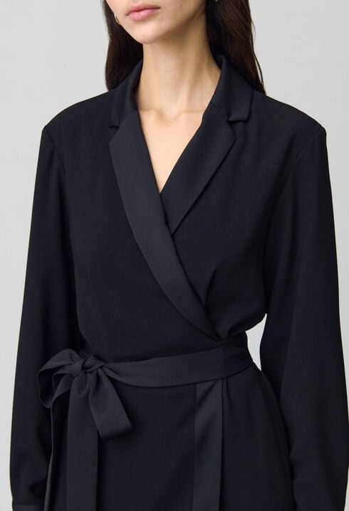 Wrap Dress with Lapel Collar