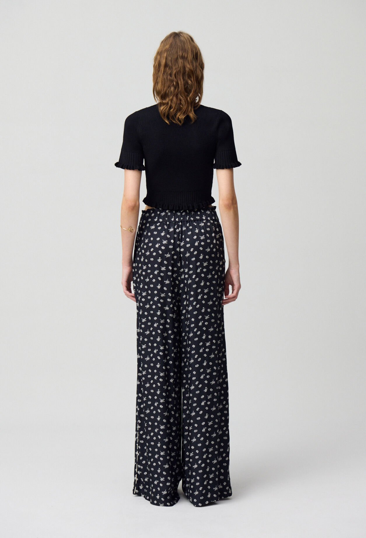 Wide-Leg Fluid Print Trousers