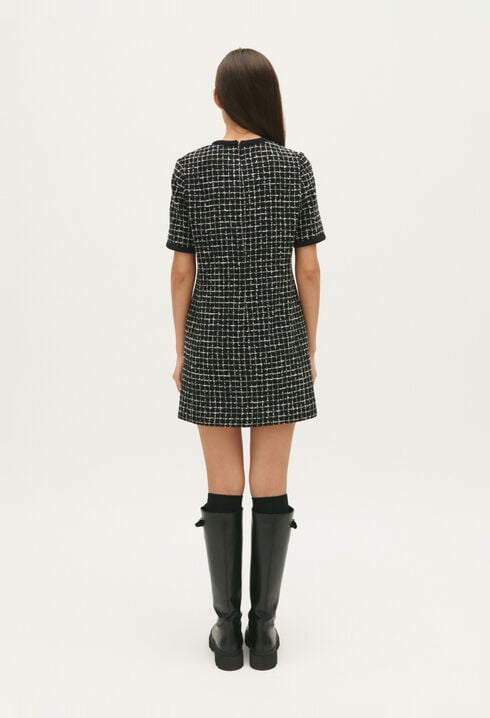 Two-tone short tweed dress