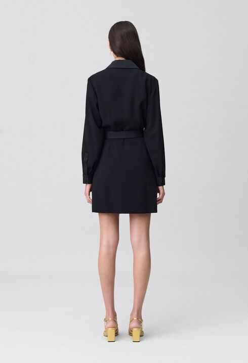 Wrap Dress with Lapel Collar