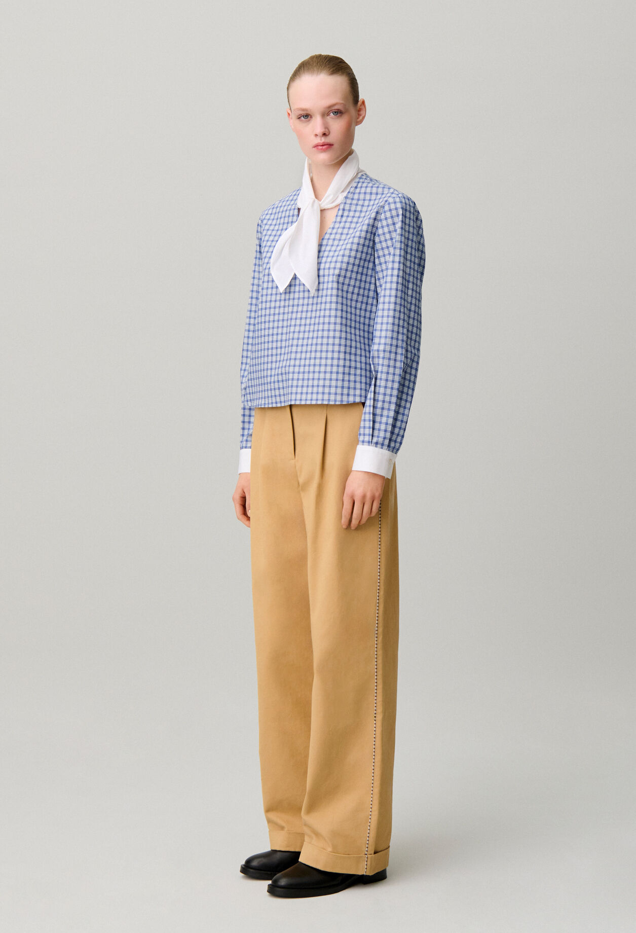 Checked poplin blouse