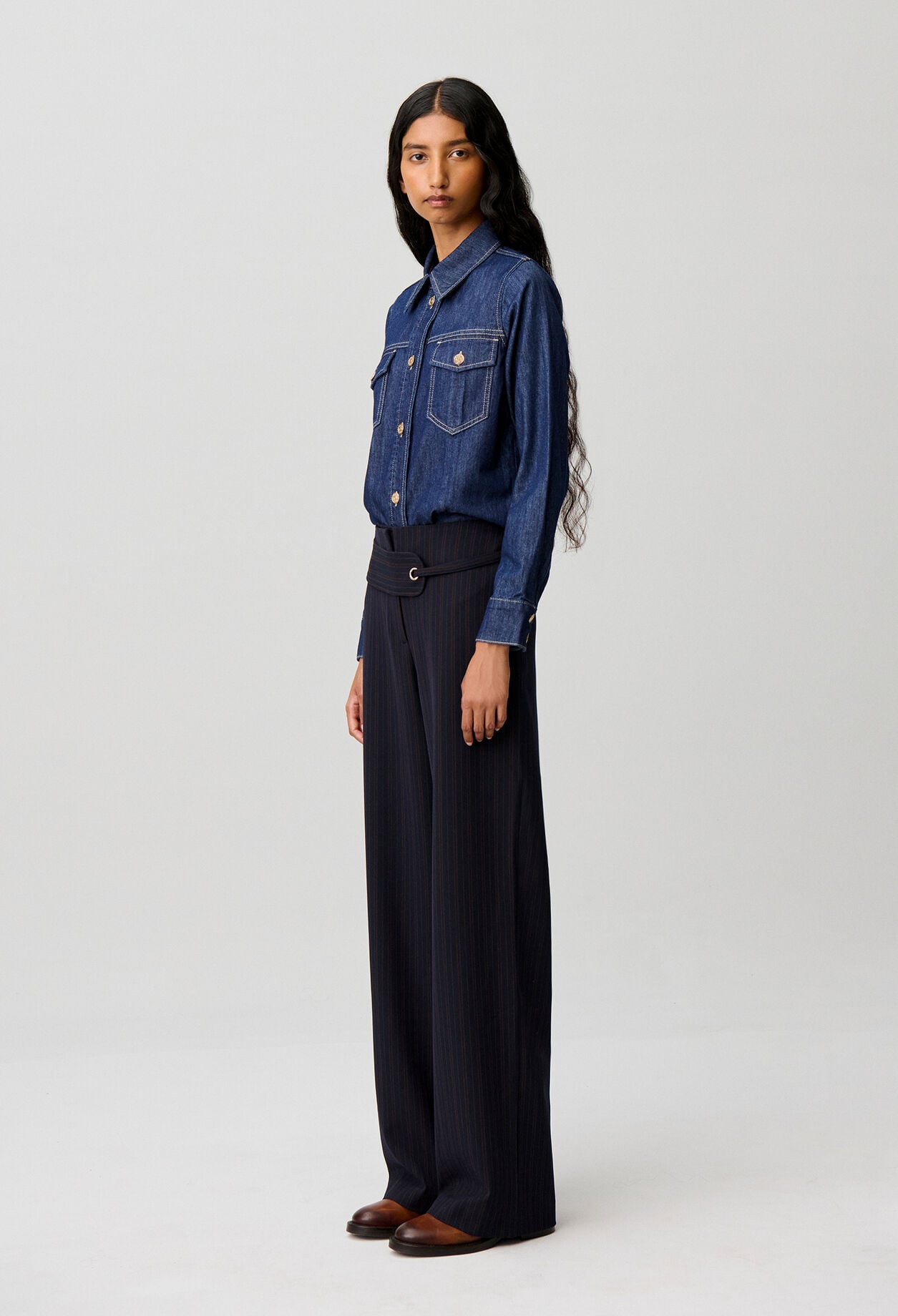 Straight striped trousers