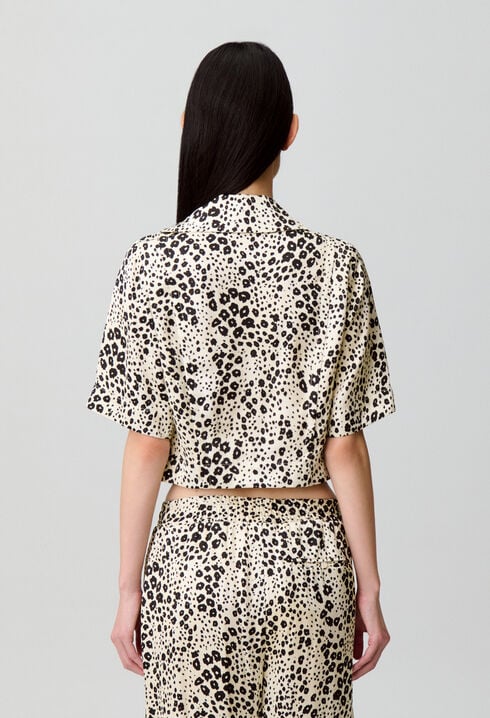 Animal print satin shirt
