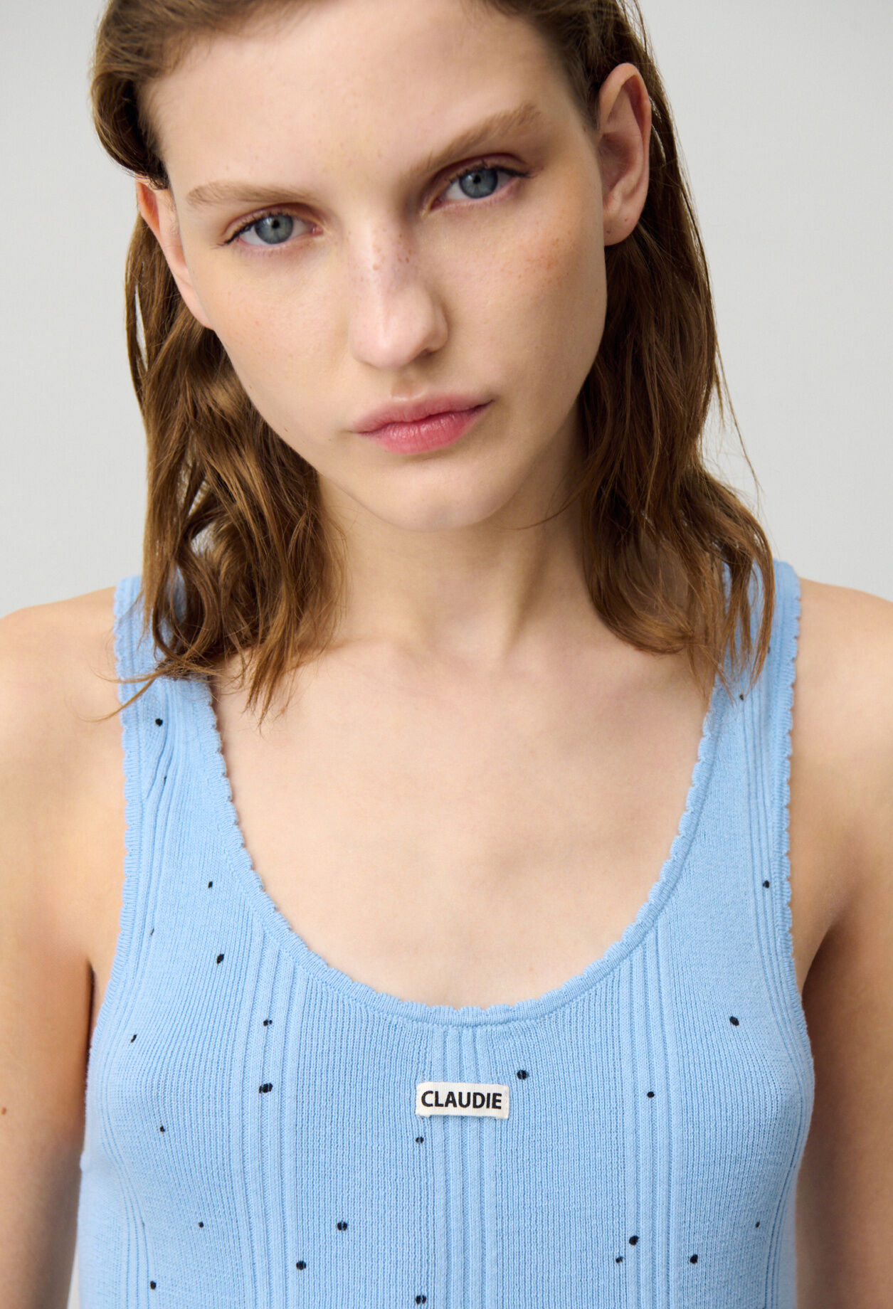Polka Dot Fine Knit Tank Top