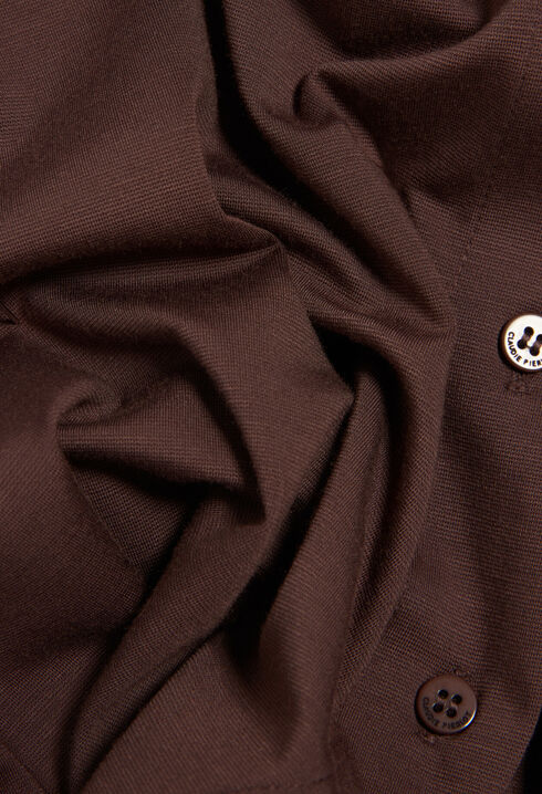 Black asymmetric button-up top