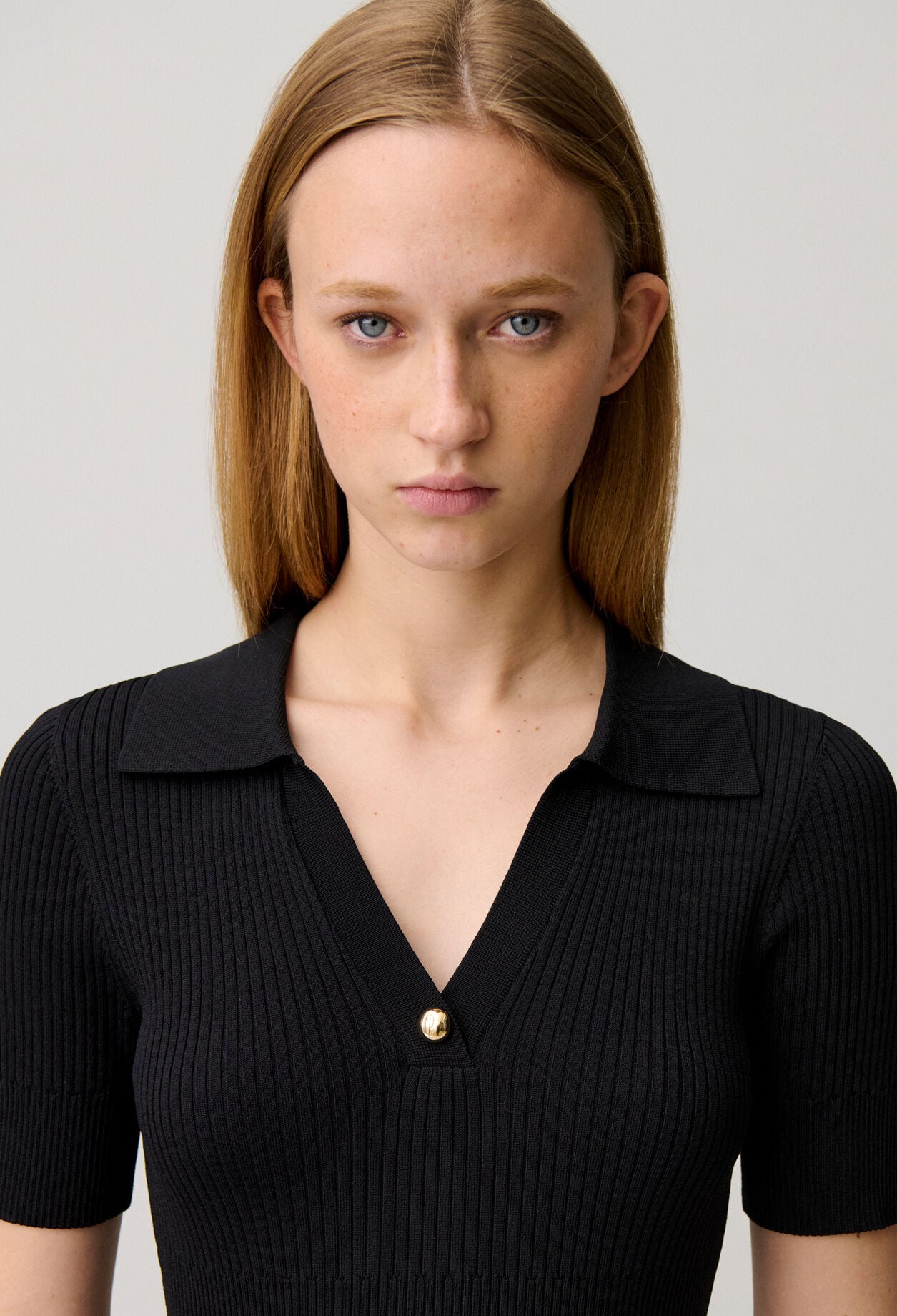 Shirt collar knit dress