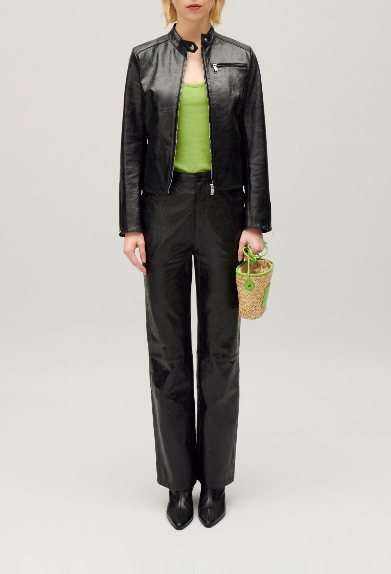 Black leather trousers