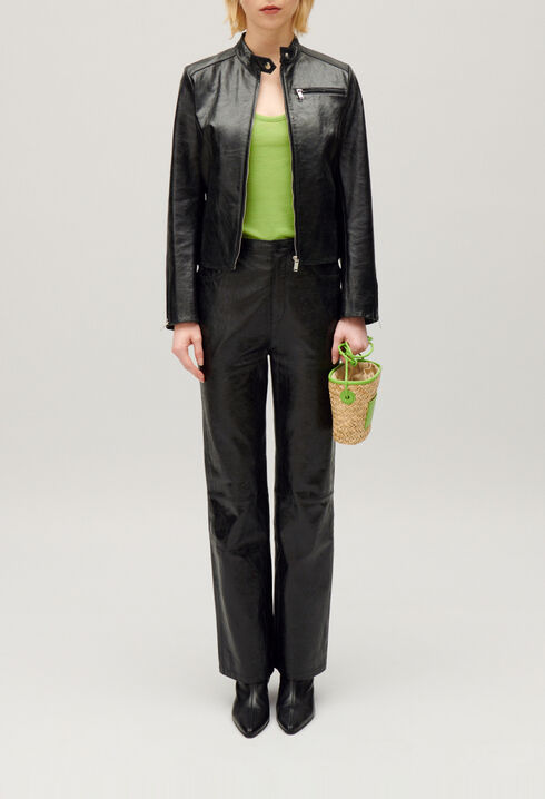 Black leather trousers