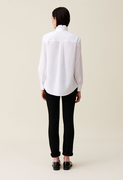 White shirt with ruffled collar