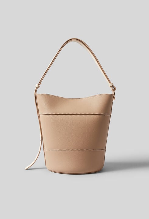 Grained leather bucket bag