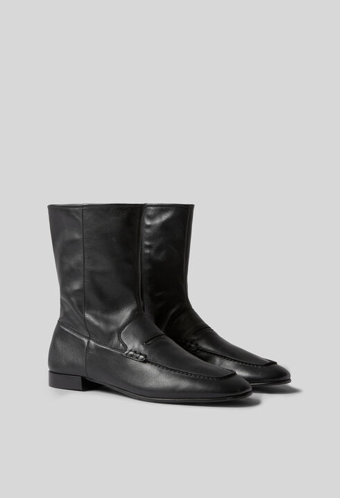 Leather Moccasin-Style Ankle Boots