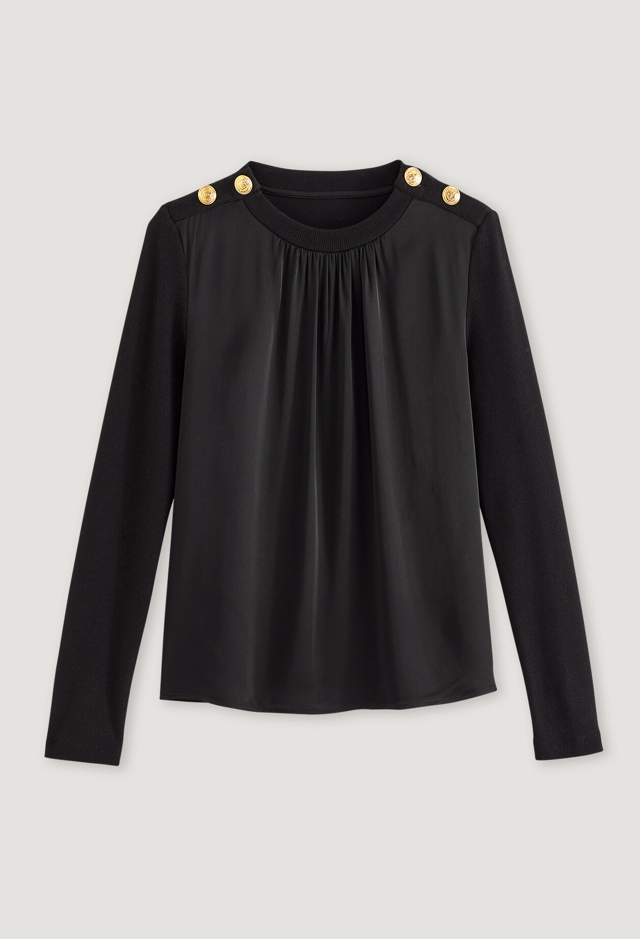 Black T-shirt with buttons