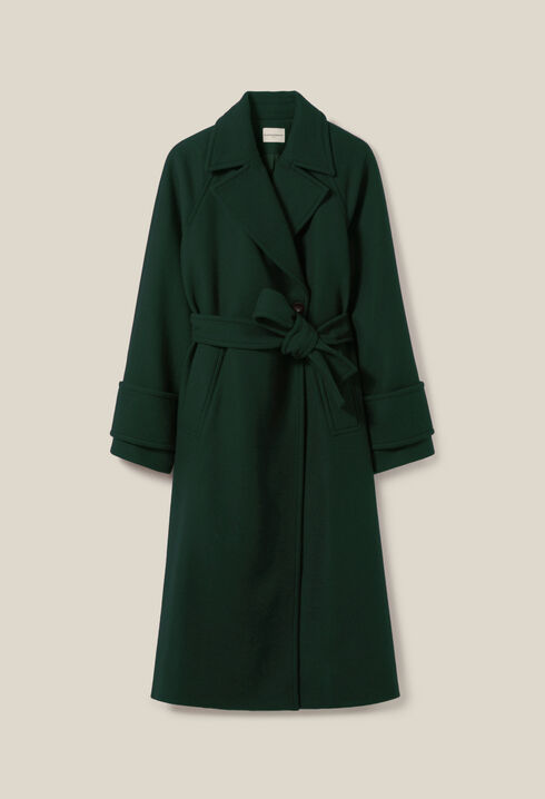 Long green trench coat