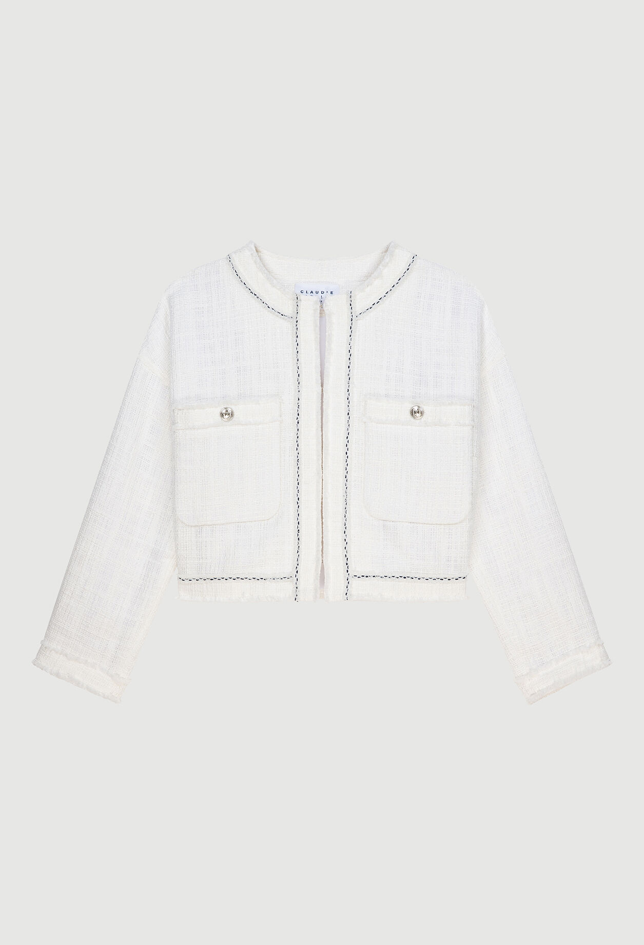 Tweed-style short white jacket