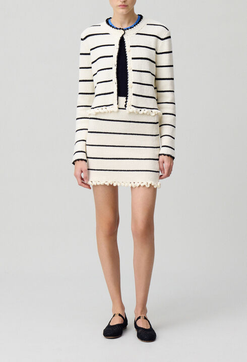 Striped fine knit skirt