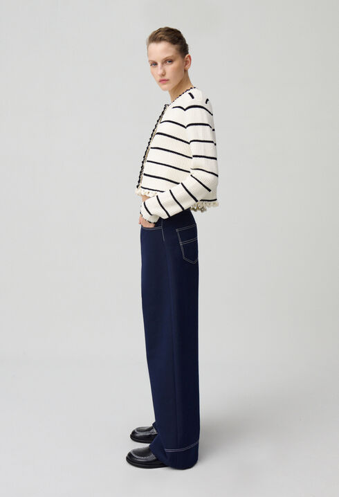 Wide-leg trousers with hems