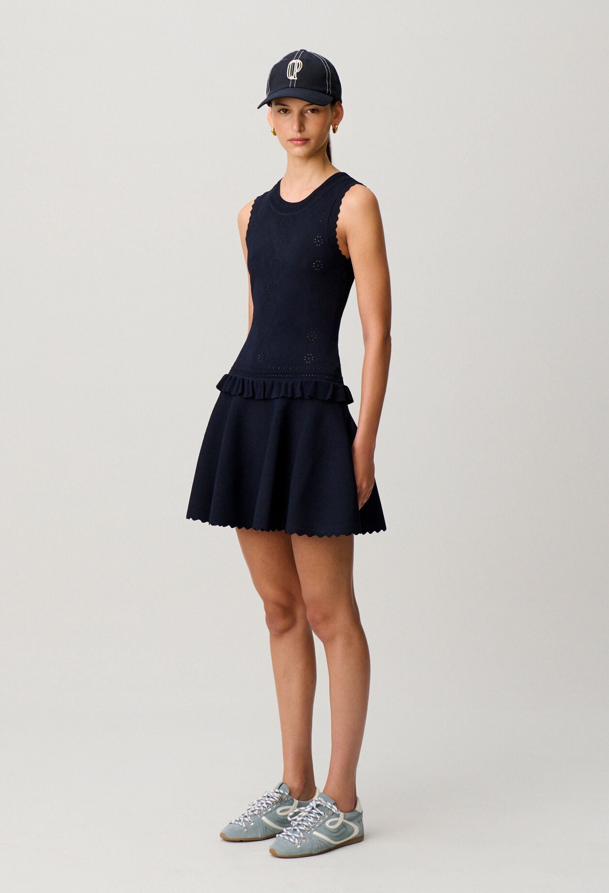 Ruffled knit dress