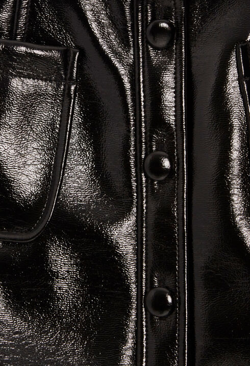 Short black vinyl skirt