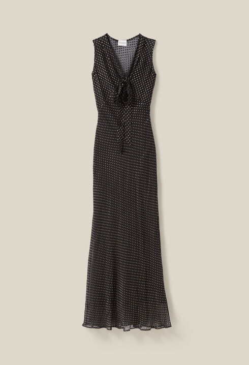 Sheer polka-dot maxi dress