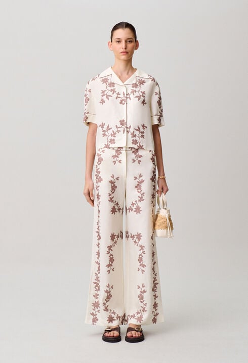 Floral wide-leg trousers