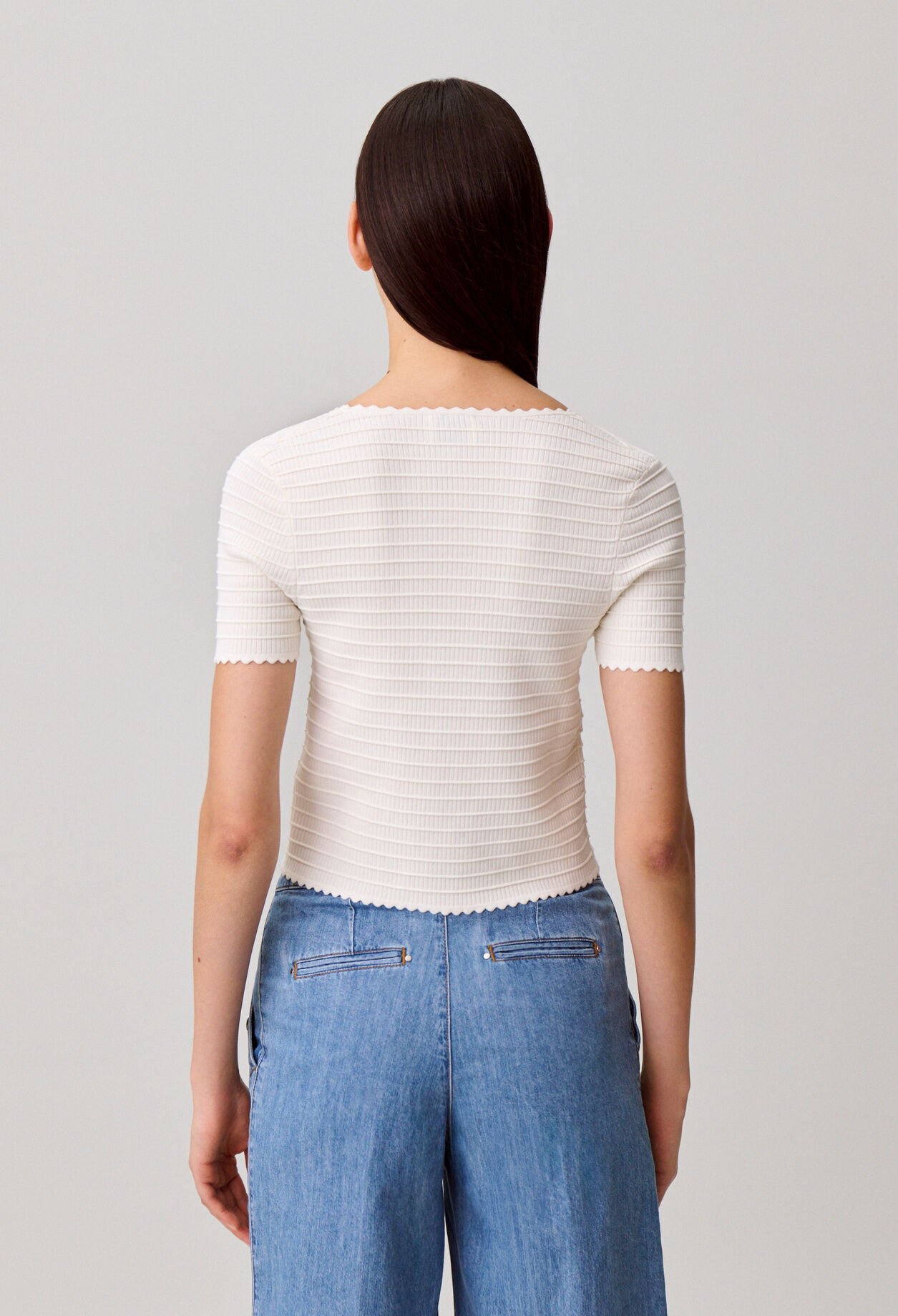 Striped short-sleeved jumper